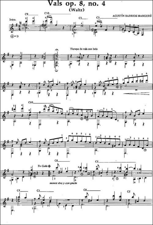 Vals-op.8no.4-古典吉他-吉他谱