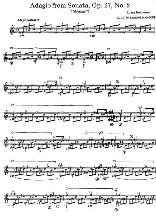 Adagio-from-SonataOp.27No.2-古典吉他-吉他谱