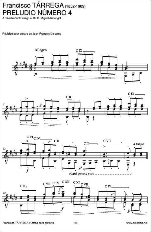 PRELUDIO-NUMERO-4-古典吉他-吉他谱