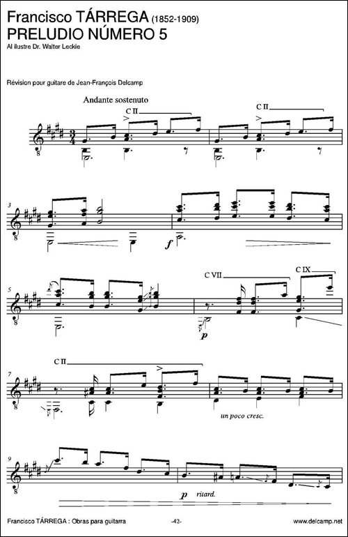 PRELUDIO-NUMERO-5-AI-ilustre-Dr.Walter-Leckie-古典吉他-吉他谱