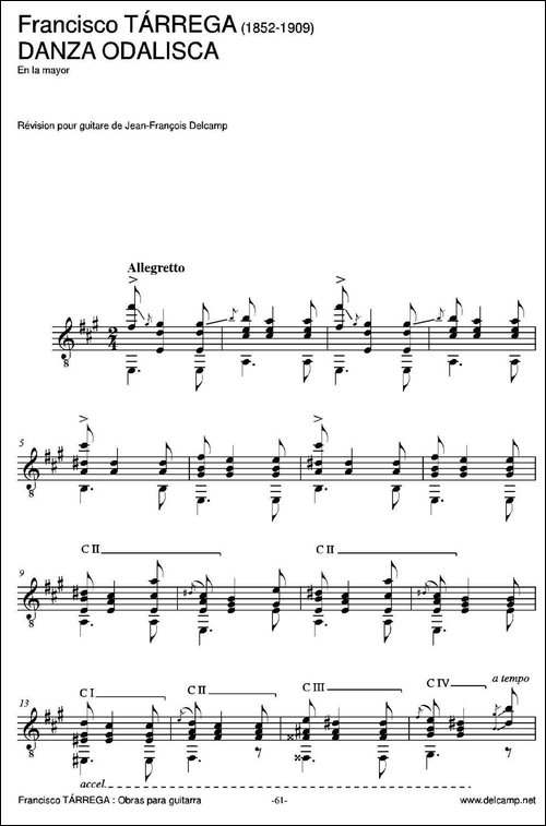 DANZA-ODALISCA-En-la-mayor-古典吉他-吉他谱