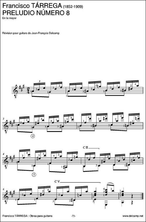 PRELUDIO-NUMERO-8-En-la-mayor-古典吉他-吉他谱