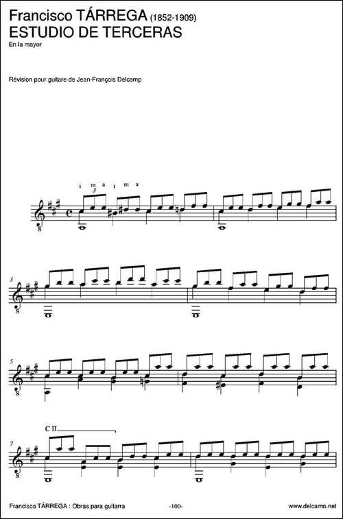 ESTUDIO-DE-TERCERAS-En-la-mayor-古典吉他-吉他谱