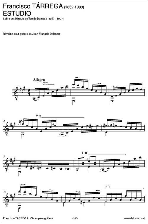 ESTUDIO-Sobre-un-Scherzo-de-Tomas-Damas-古典吉他-吉他谱