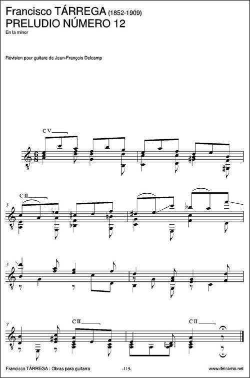 PRELUDIO-NUMERO-12-En-la-minor-古典吉他-吉他谱