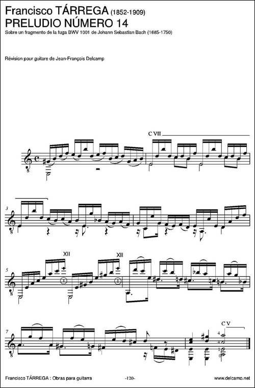 PRELUDIO-NUMERO-14-Sobre-un-fragmento-de-la-fuga-BWV-1001-de-Johann-吉他谱