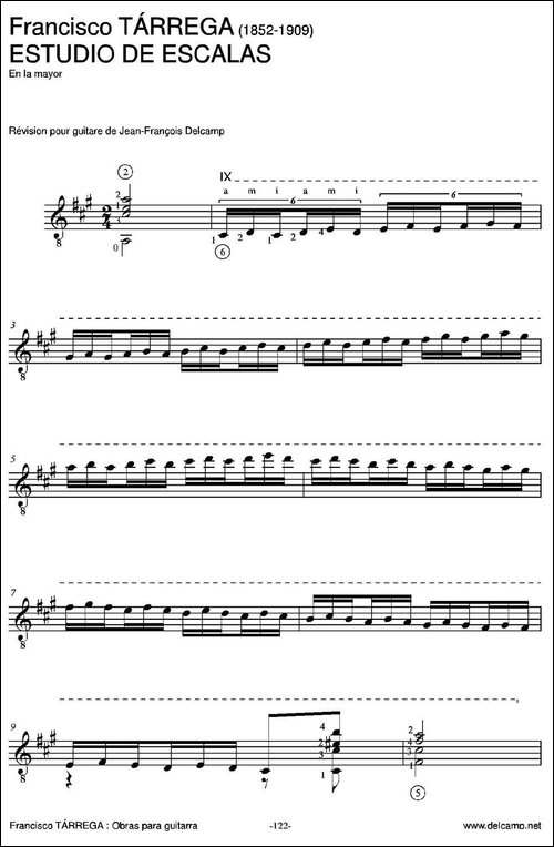 ESTUDIO-DE-ESCALAS-En-la-mayor-古典吉他-吉他谱