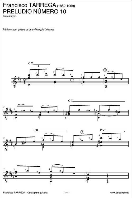 PRELUDIO-NUMERO-10-En-re-mayor-古典吉他-吉他谱