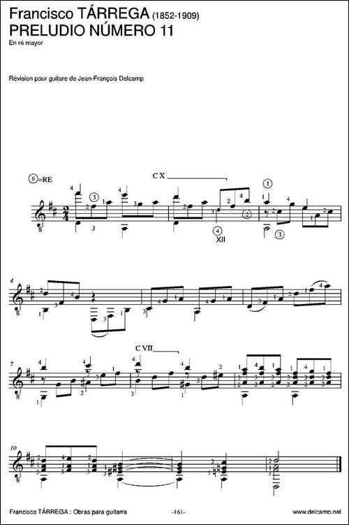PRELUDIO-NUMERO-11-En-re-mayor-古典吉他-吉他谱