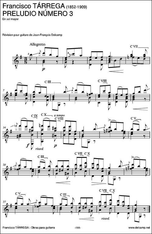 PRELUDIO-NUMERO-3-En-sol-mayor-古典吉他-吉他谱