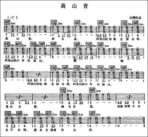 高山青-吉他谱
