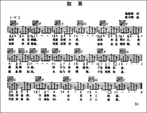 如果-施碧梧词-邰召梅曲-吉他谱