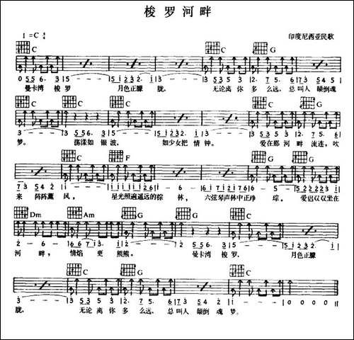 梭罗河畔-吉他谱