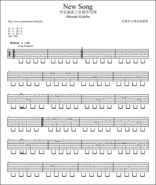 New-Song-岸部真明指弹吉他谱-吉他谱