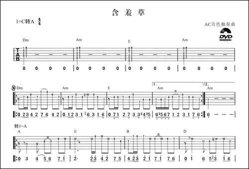 含羞草-AC音色电吉他独奏曲-吉他谱
