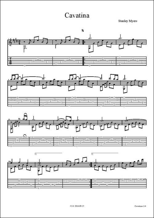 Cavatina-Stanley-Myers-吉他谱