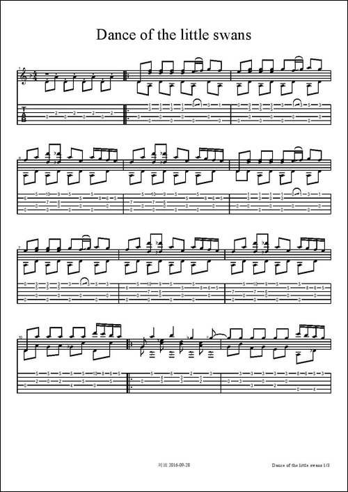 Dance-of-the-little-swans-五线谱+六线谱-吉他谱