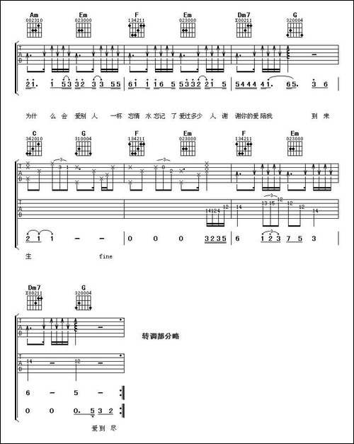 唱情歌的人-吉他谱