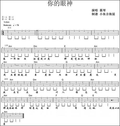 你的眼神-尤克里里弹唱谱-吉他谱