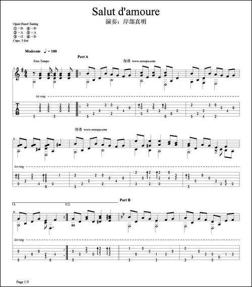 Salut-d`amoure-指弹谱-吉他谱