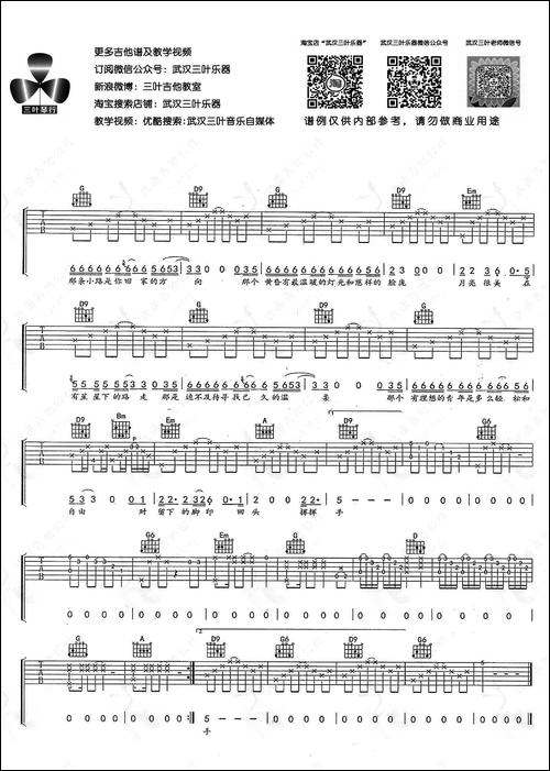背影-赵雷词曲、武汉三叶乐器编配版-吉他谱