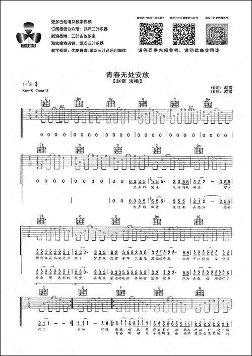 青春无处安放-吉他谱