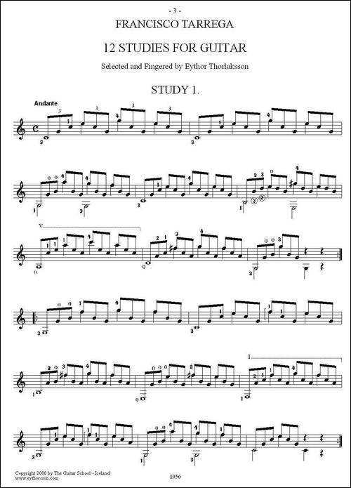他雷加12首练习曲之1-吉他谱