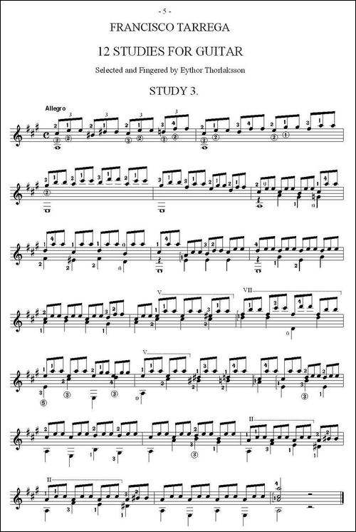 他雷加12首练习曲之3-吉他谱