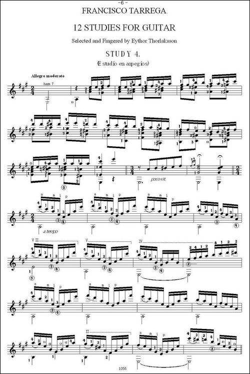他雷加12首练习曲之4-吉他谱