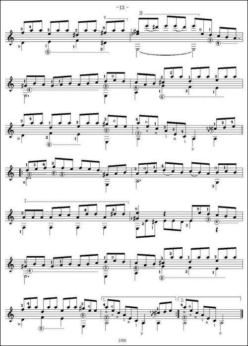 他雷加12首练习曲之7-吉他谱