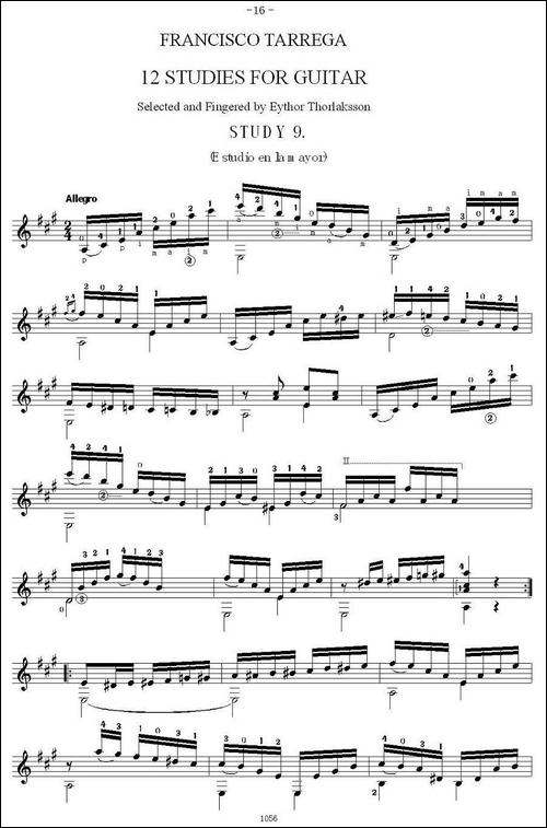 他雷加12首练习曲之9-吉他谱