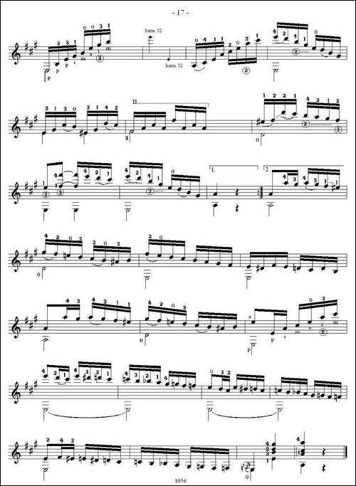 他雷加12首练习曲之9-吉他谱