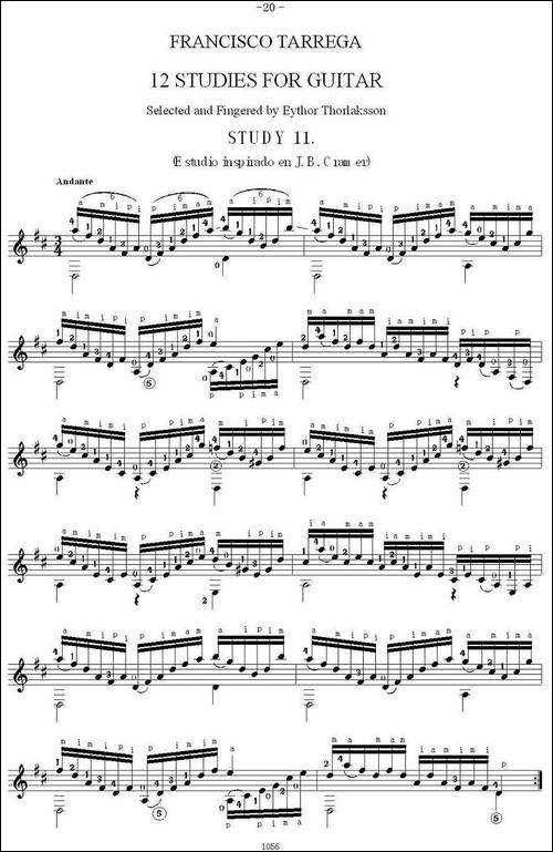他雷加12首练习曲之11-吉他谱
