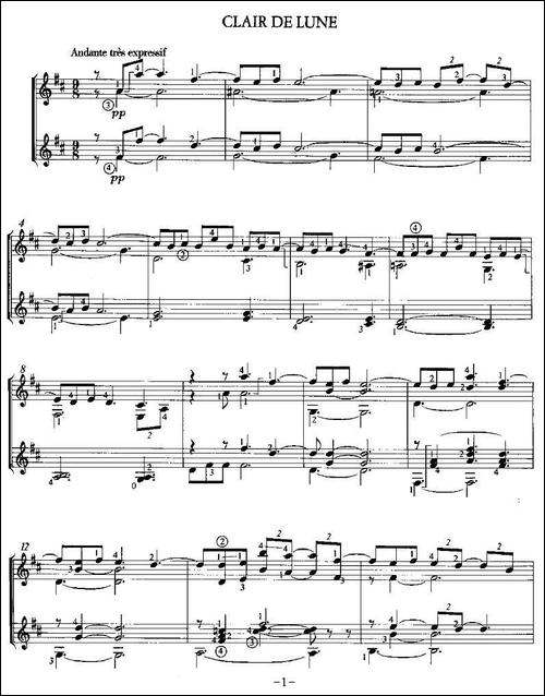 CLAIR-DE-LUNE-双吉他-吉他谱