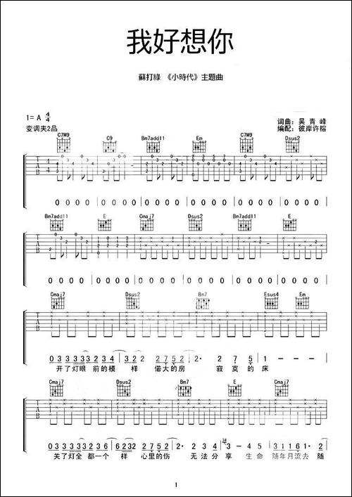 我好想你-《小时代》主题曲-彼岸徐榕编配版-吉他谱