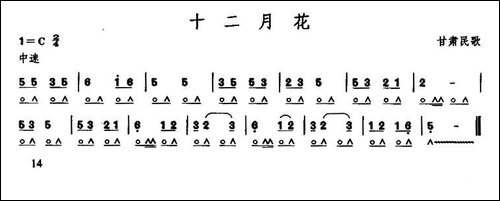 十二月花-甘肃民歌-口琴谱