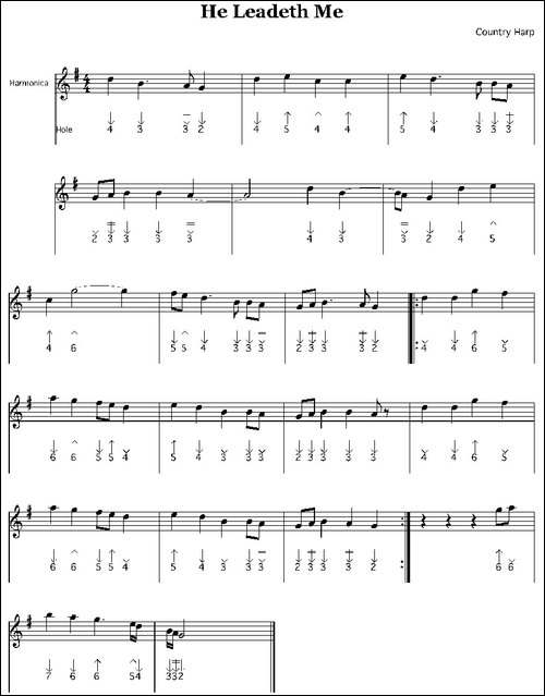 He-Leadeth-Me-布鲁斯-口琴谱