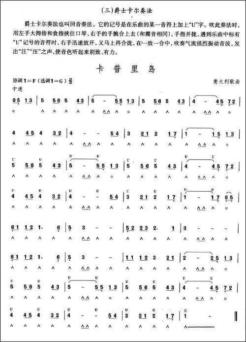 考级五级曲目：卡普里岛-口琴谱