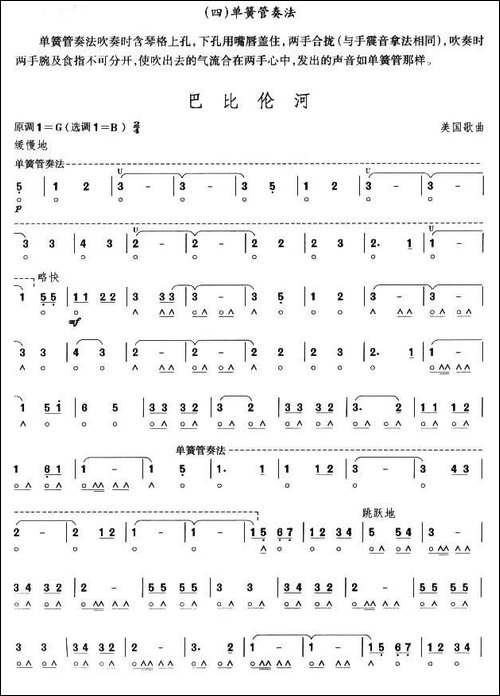 考级六级曲目：巴比伦河-口琴谱