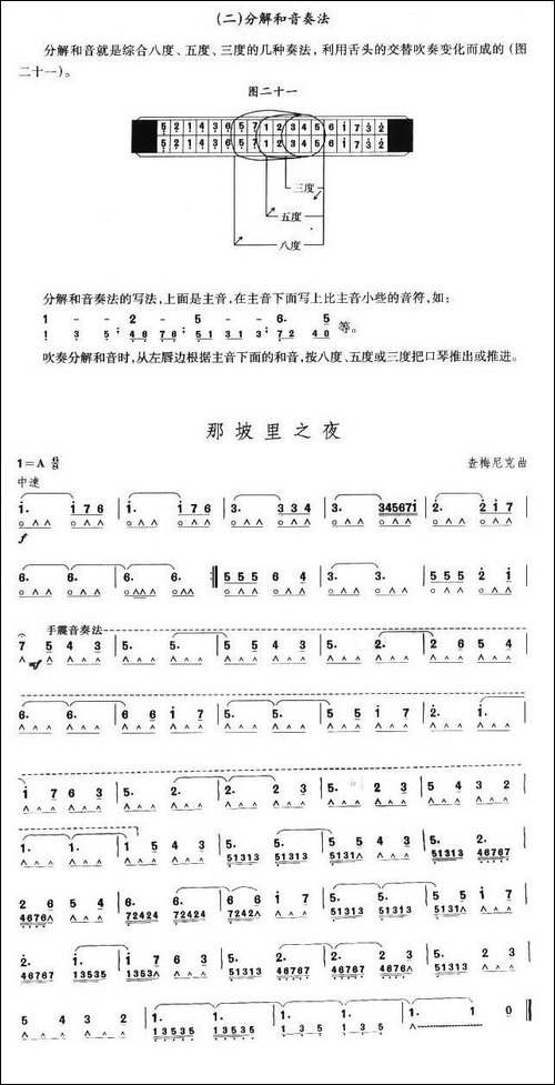 考级十级曲目：那坡里之夜-口琴谱