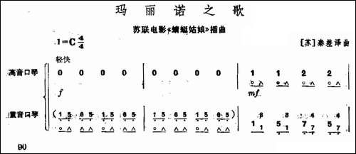 玛丽诺之歌-二重奏-口琴谱