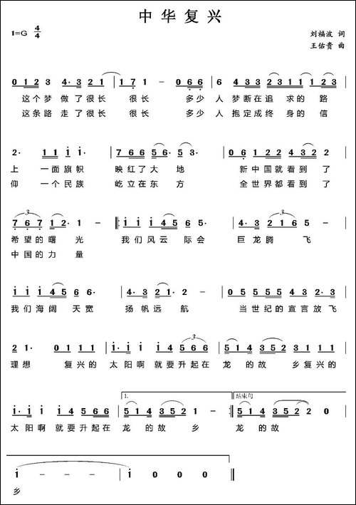 中华复兴-美声曲谱