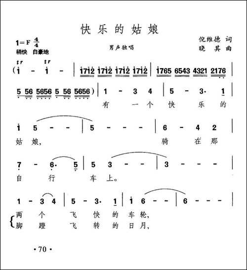 快乐的姑娘-美声曲谱