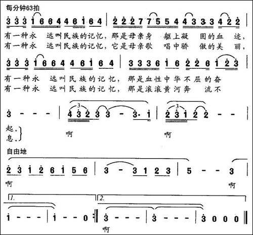 民族的记忆-张枚同词-曹贤邦曲-美声曲谱