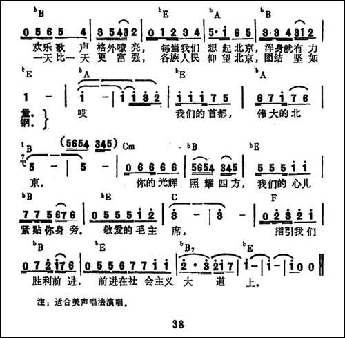 伟大的北京-买买提塔提力克词-奴尔买买提曲-美声曲谱