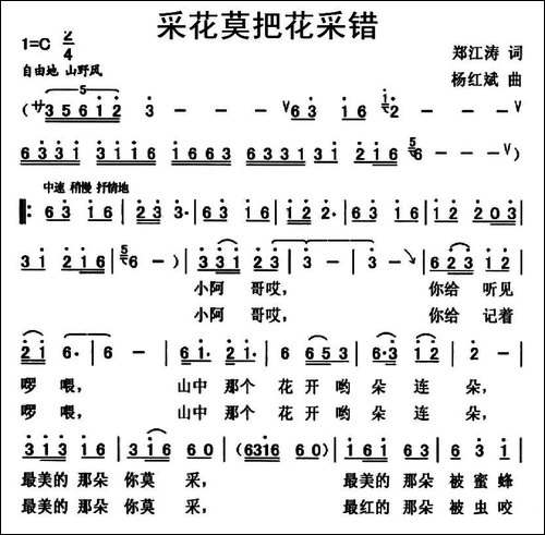 采花莫把花采错-民歌