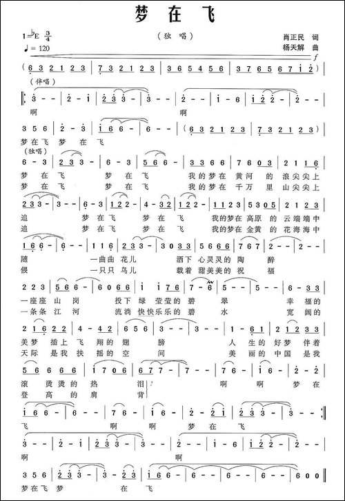 梦在飞-肖正民词-杨天解曲-民歌