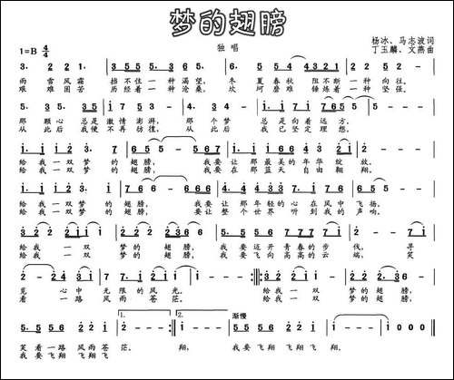 梦的翅膀-杨冰-马志波词-丁玉麟-文燕曲-民歌