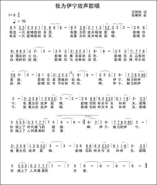 我为伊宁放声歌唱-王铁栓词-张郴州曲-民歌