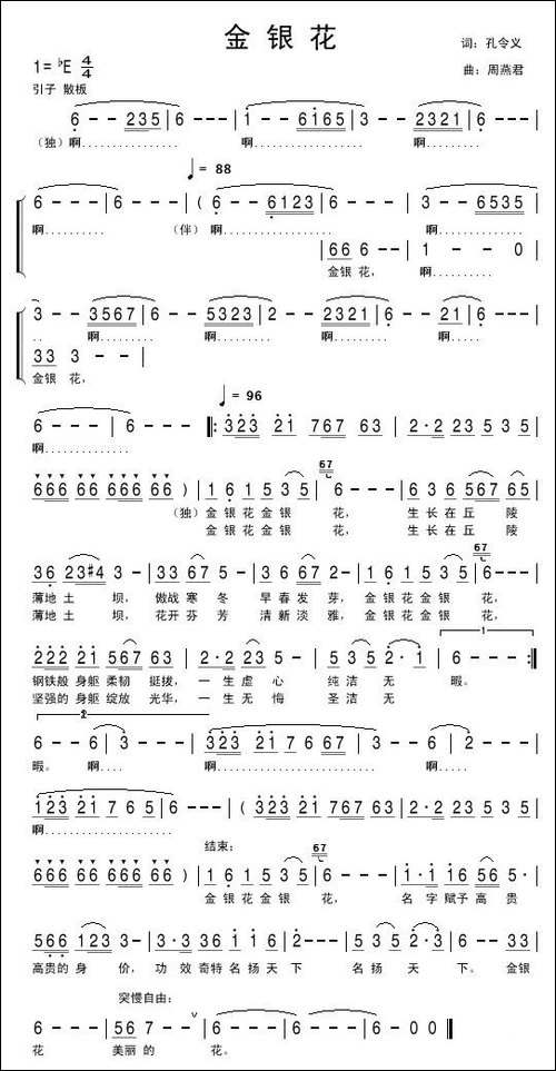 金银花-孔令义词-周燕君曲-民歌